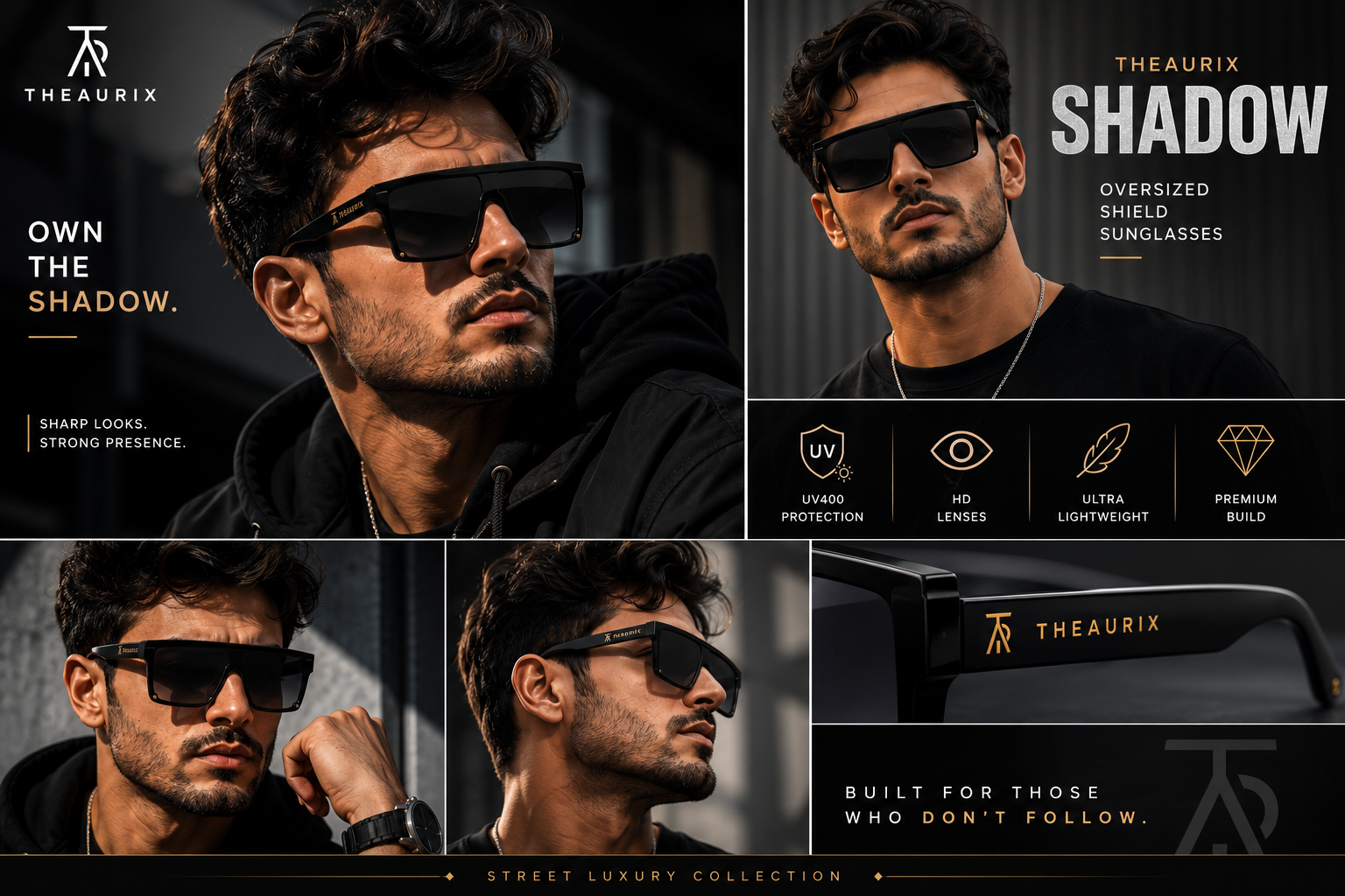 THEAURIX SHADOW™ | Premium Oversized Smart Sunglasses