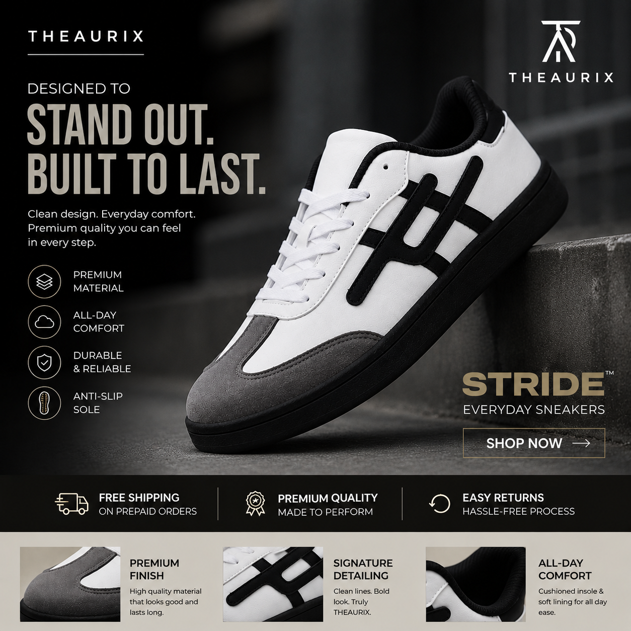 THEAURIX STRIDE™ | Premium Everyday Sneakers.