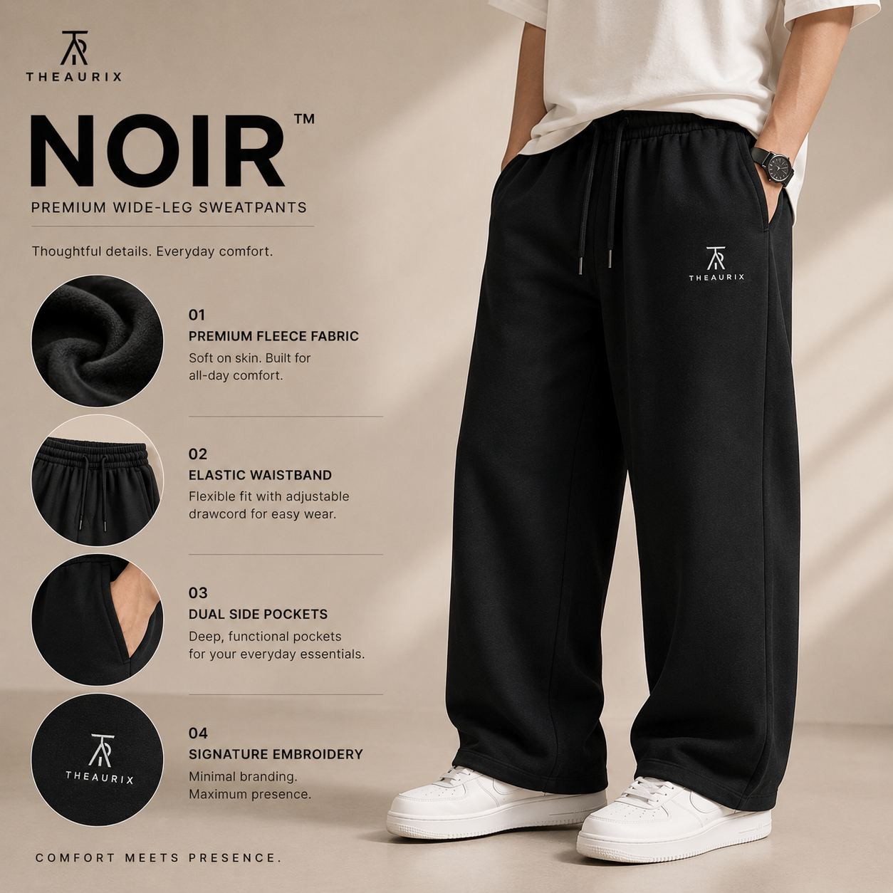 THEAURIX NOIR™ | Premium Wide-Leg Sweatpants