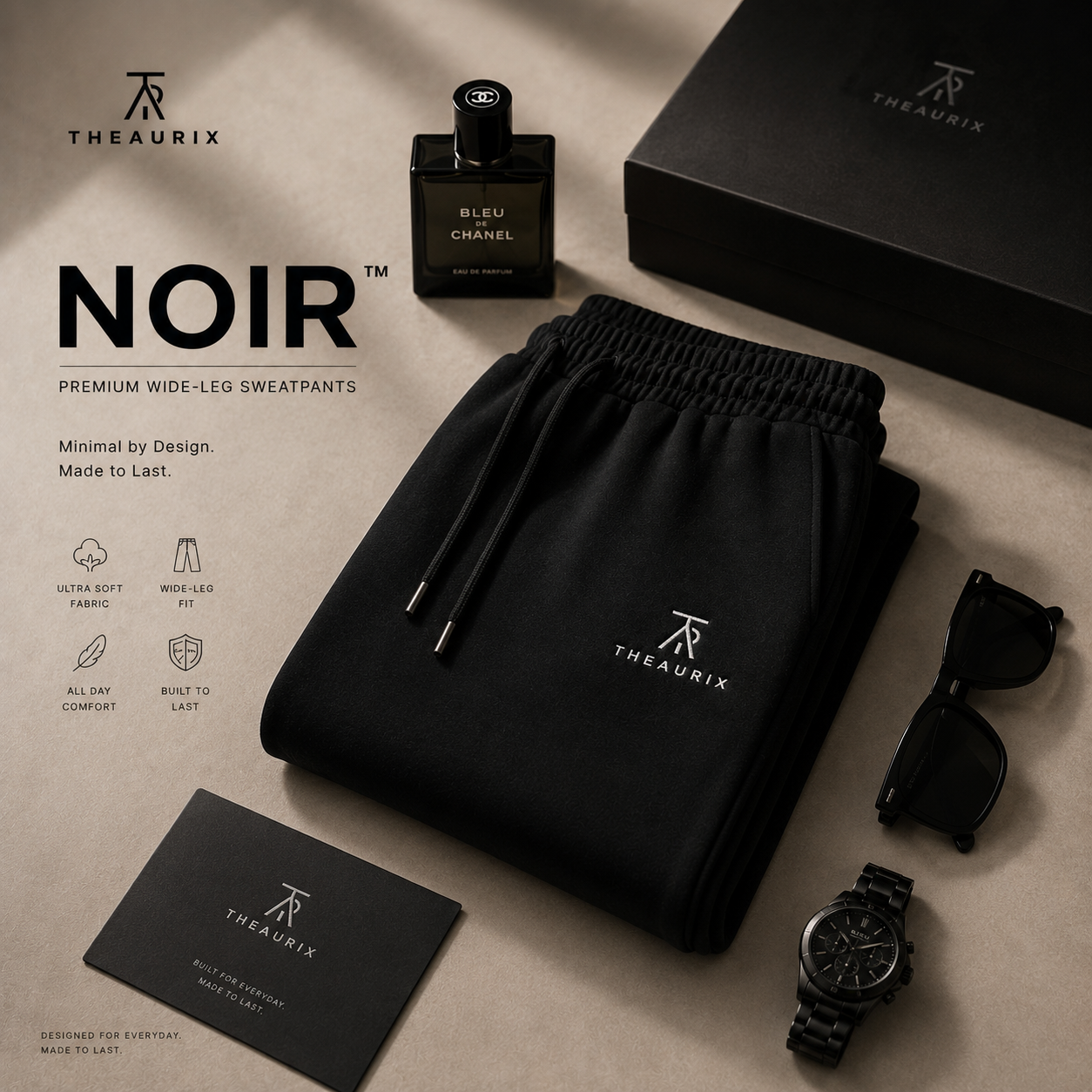 THEAURIX NOIR™ | Premium Wide-Leg Sweatpants