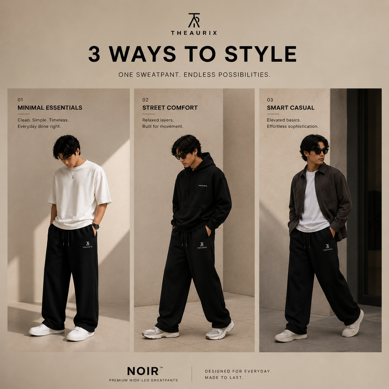 THEAURIX NOIR™ | Premium Wide-Leg Sweatpants
