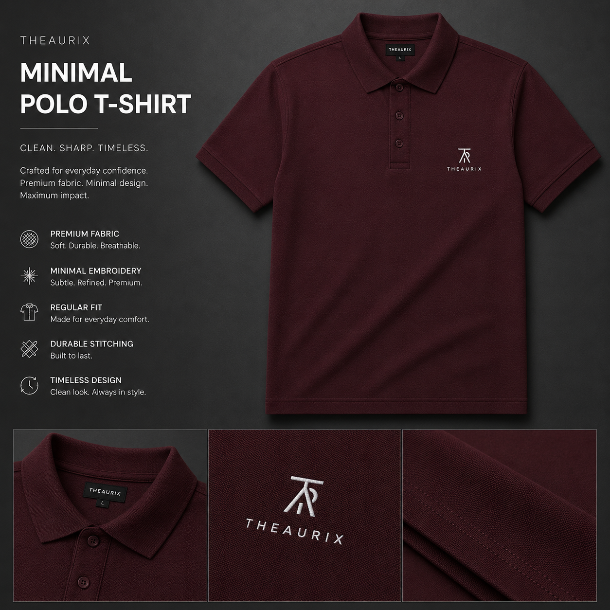 THEAURIX Minimal Polo T-Shirt